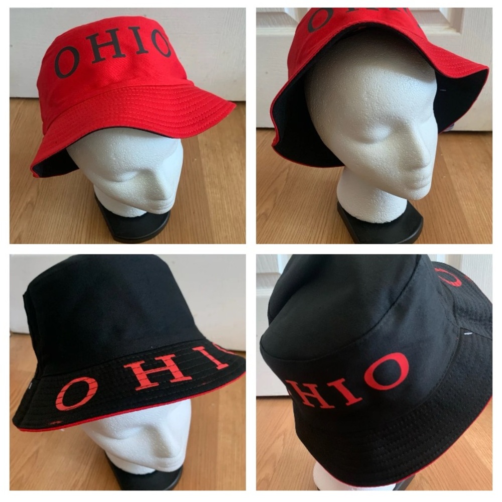 Ohio State Red and Black Ohio Bucket Hat NEW reversible